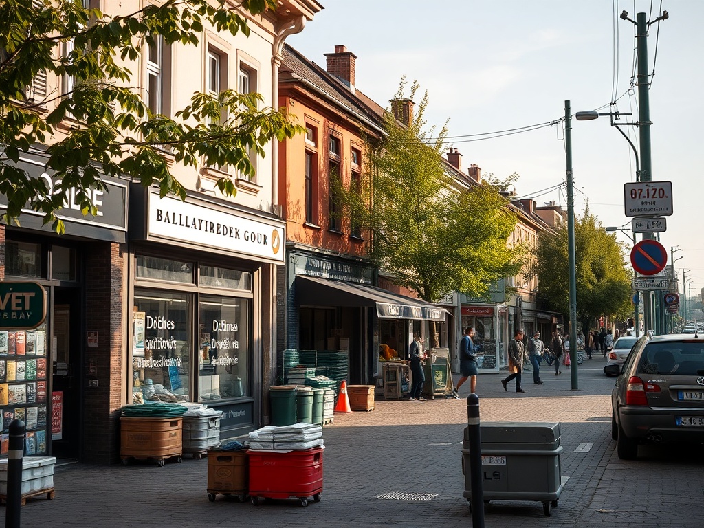 Nowoczesny elektrobus parkujący na tle miasta Dęblin, symbolizujący nowe miejsca pracy w sektorze zielonych technologii.